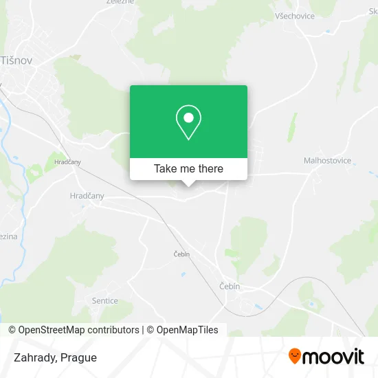 Zahrady map