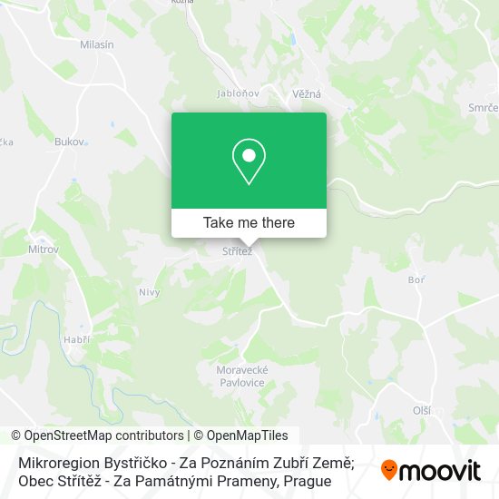 Mikroregion Bystřičko - Za Poznáním Zubří Země; Obec Střítěž - Za Památnými Prameny map