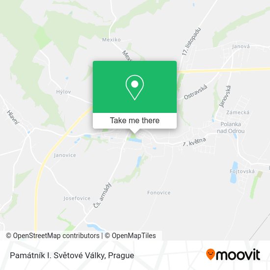 Památník I. Světové Války map