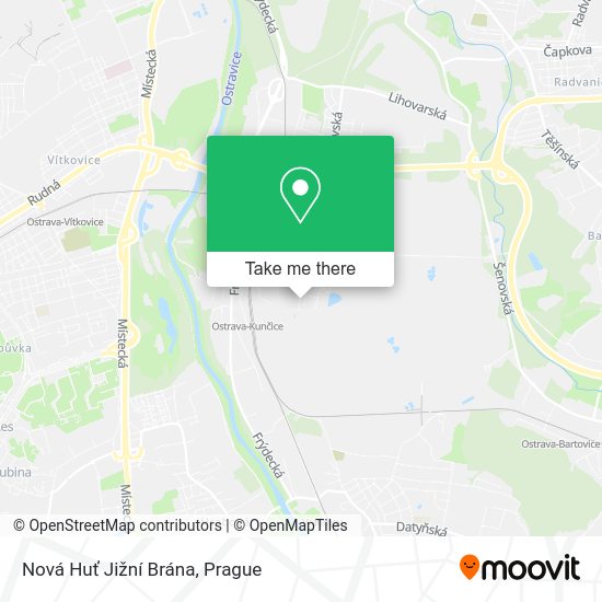 Nová Huť Jižní Brána map
