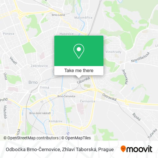 Odbočka Brno-Černovice, Zhlaví Táborská map