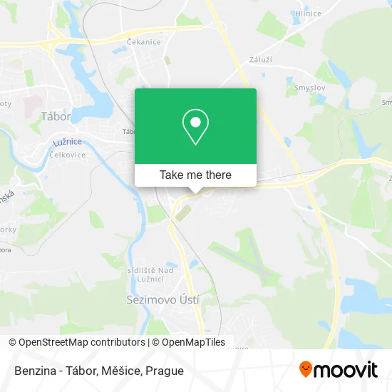 Карта Benzina - Tábor, Měšice