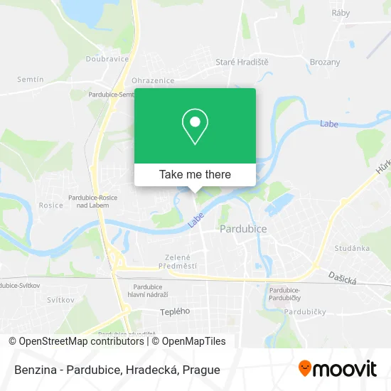 Карта Benzina - Pardubice, Hradecká