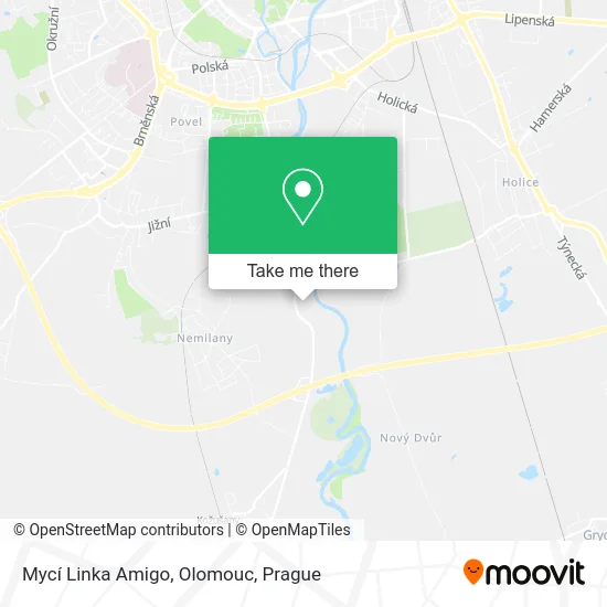 Карта Mycí Linka Amigo, Olomouc
