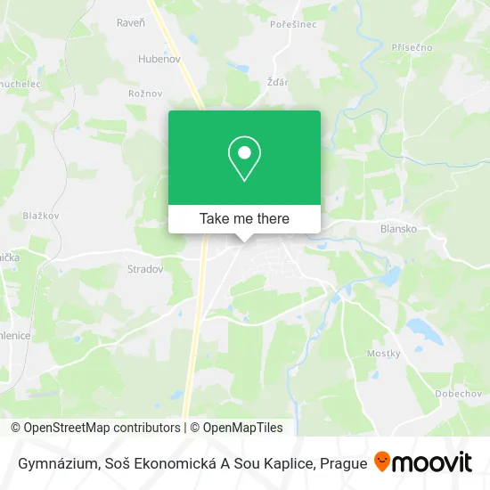 Карта Gymnázium, Soš Ekonomická A Sou Kaplice