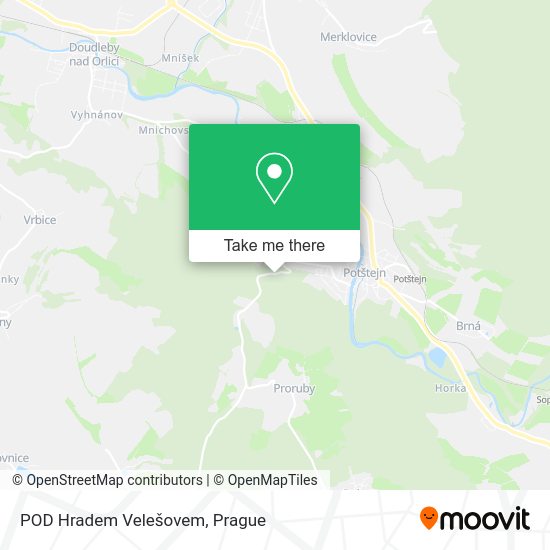 POD Hradem Velešovem map