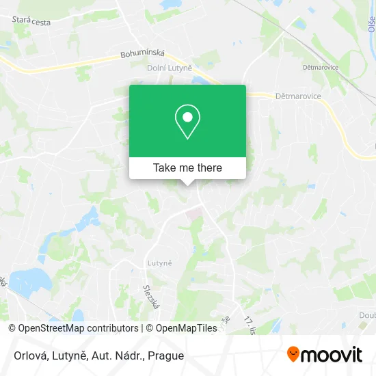 Карта Orlová, Lutyně, Aut. Nádr.