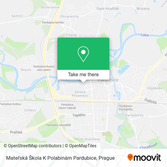 Mateřská Škola K Polabinám Pardubice map