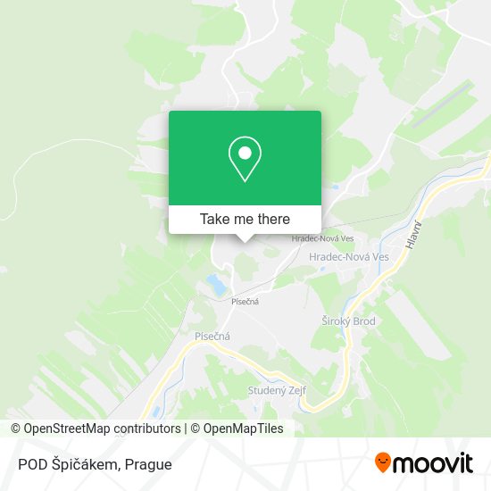 POD Špičákem map