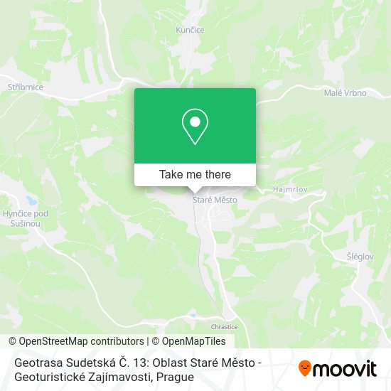 Geotrasa Sudetská Č. 13: Oblast Staré Město - Geoturistické Zajímavosti map
