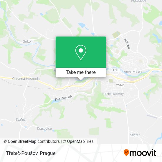 Třebíč-Poušov map