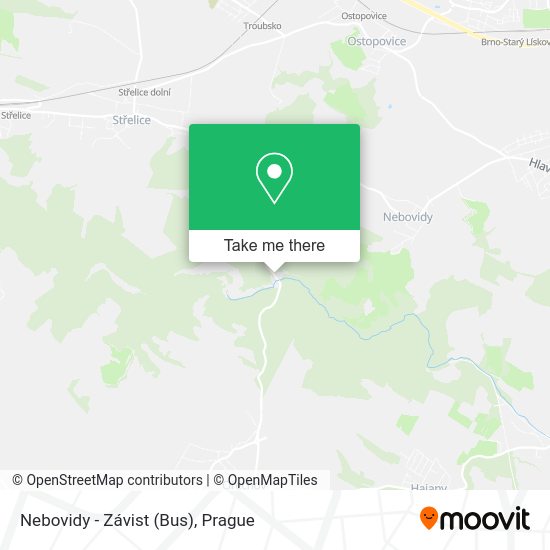 Nebovidy - Závist (Bus) map