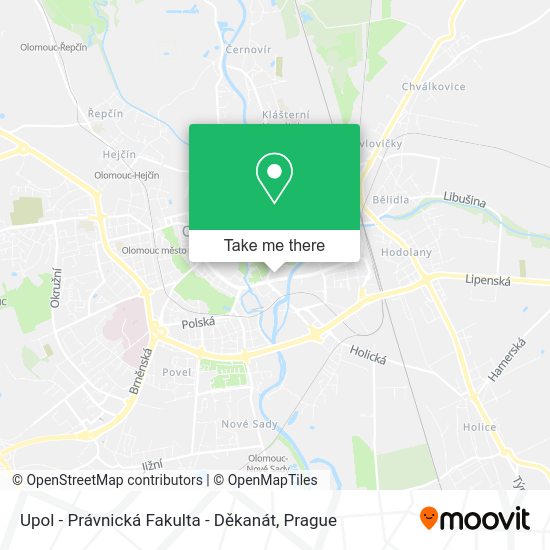 Upol - Právnická Fakulta - Děkanát map