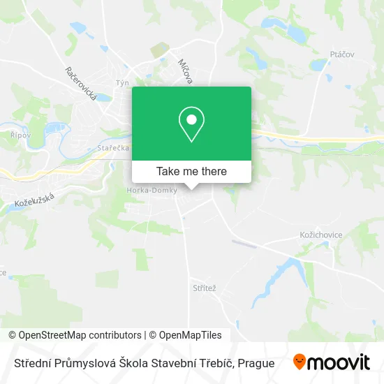 Карта Střední Průmyslová Škola Stavební Třebíč