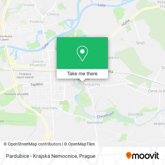 Pardubice - Krajská Nemocnice map