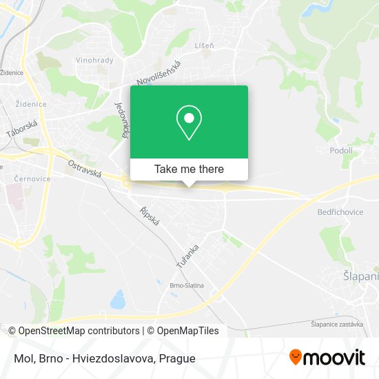 Mol, Brno - Hviezdoslavova map