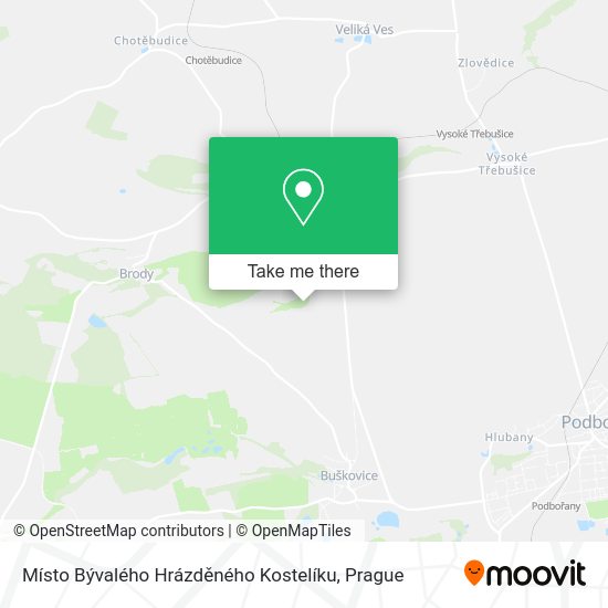 Místo Bývalého Hrázděného Kostelíku map