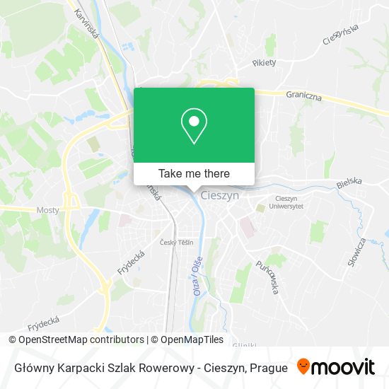 Główny Karpacki Szlak Rowerowy - Cieszyn map