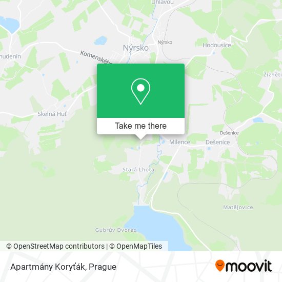 Apartmány Koryťák map