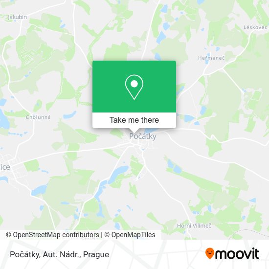 Карта Počátky, Aut. Nádr.