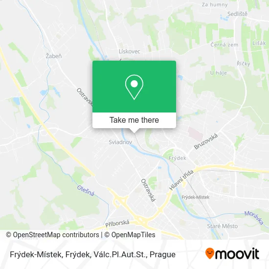Карта Frýdek-Místek, Frýdek, Válc.Pl.Aut.St.