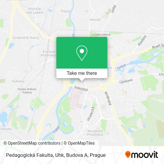 Карта Pedagogická Fakulta, Uhk, Budova A