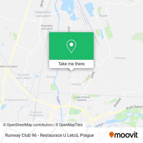 Карта Runway Club 96 - Restaurace U Letců