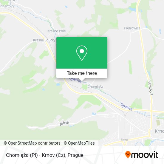 Chomiąża (Pl) - Krnov (Cz) map