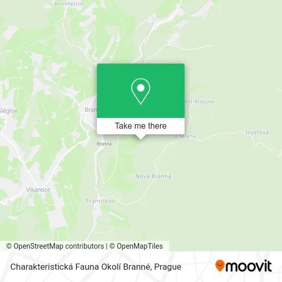 Карта Charakteristická Fauna Okolí Branné