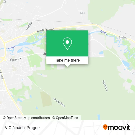 Карта V Olšinách