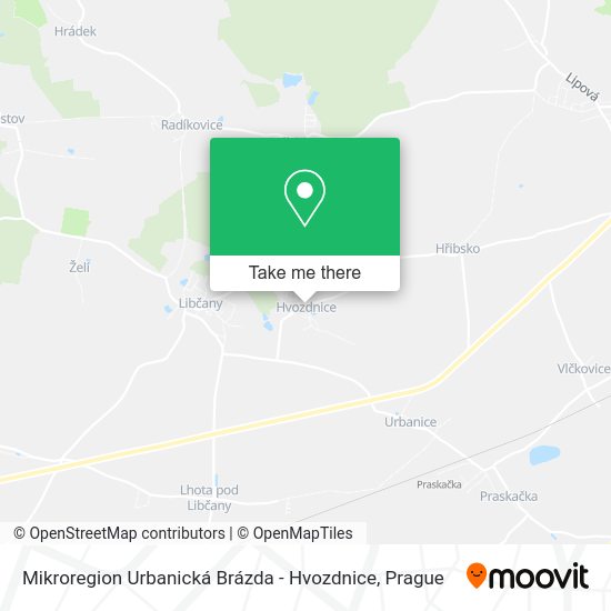 Mikroregion Urbanická Brázda - Hvozdnice map