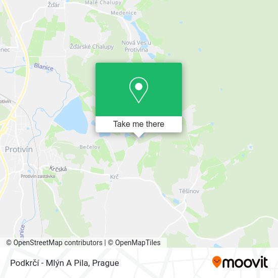 Podkrčí - Mlýn A Pila map