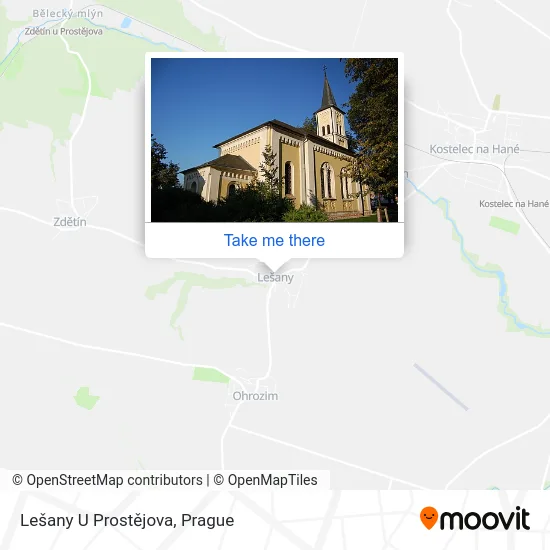 Карта Lešany U Prostějova