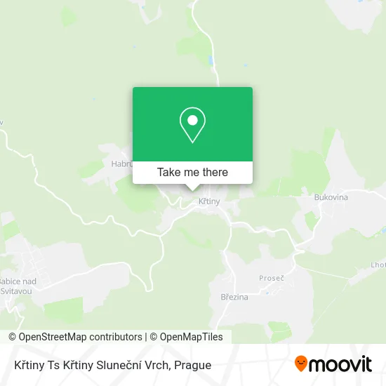 Карта Křtiny Ts Křtiny Sluneční Vrch