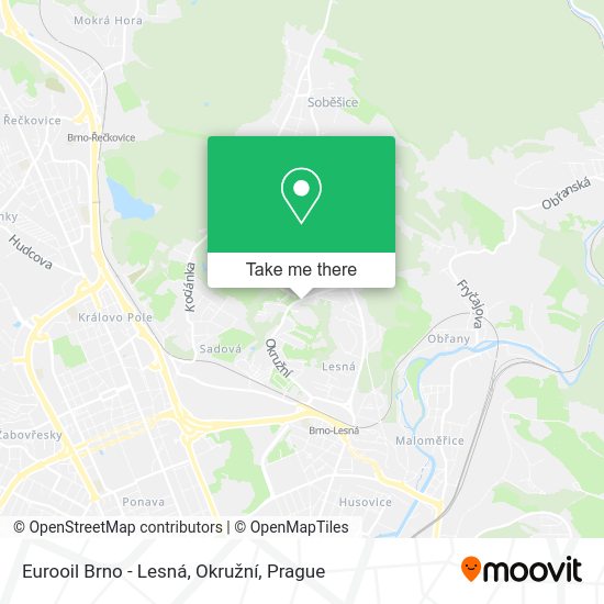 Eurooil Brno - Lesná, Okružní map