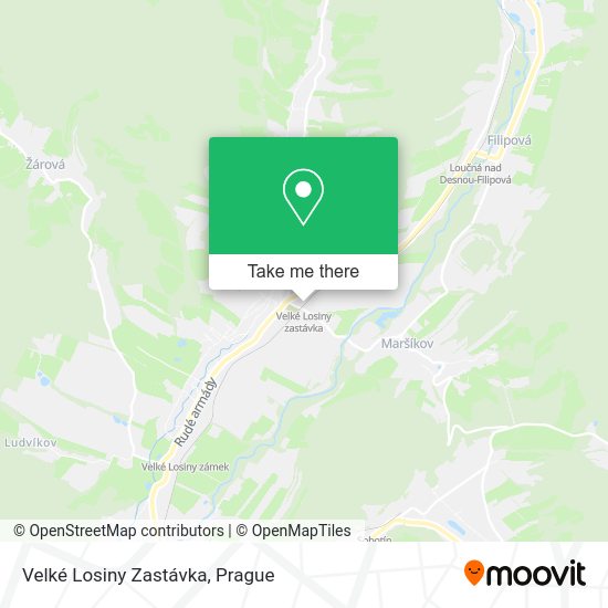 Velké Losiny Zastávka map