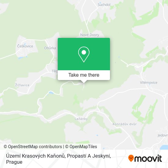 Území Krasových Kaňonů, Propastí A Jeskyní map