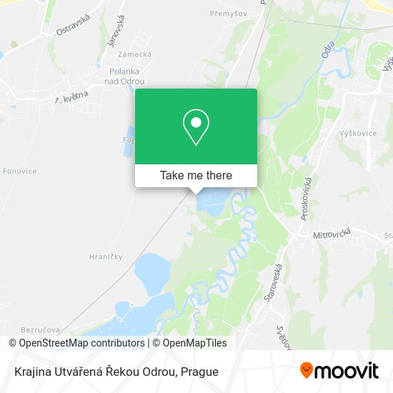 Krajina Utvářená Řekou Odrou map