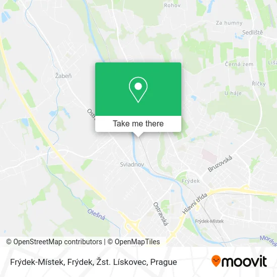 Карта Frýdek-Místek, Frýdek, Žst. Lískovec