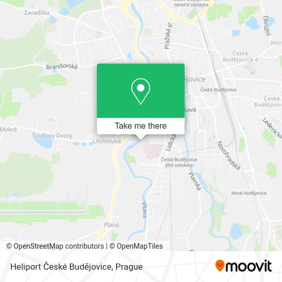 Heliport České Budějovice map