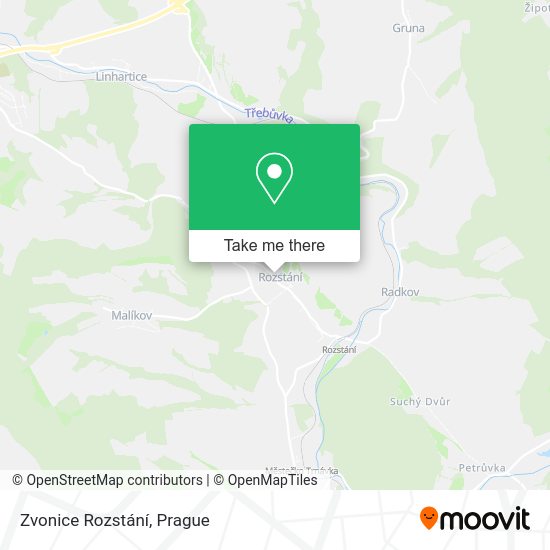 Zvonice Rozstání map