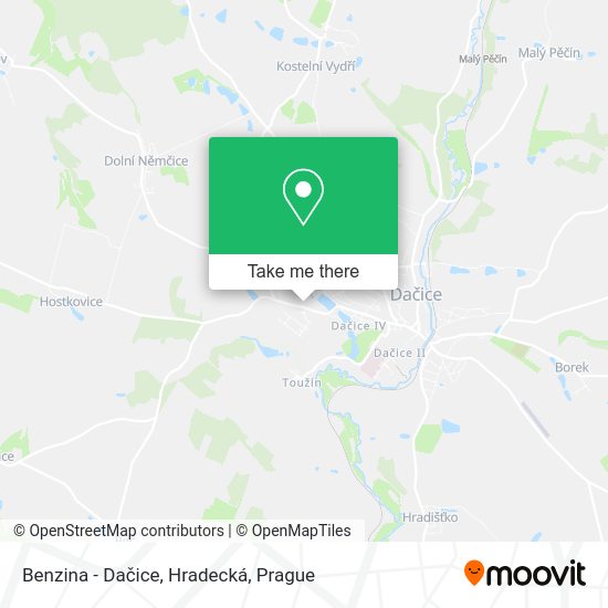 Benzina - Dačice, Hradecká map