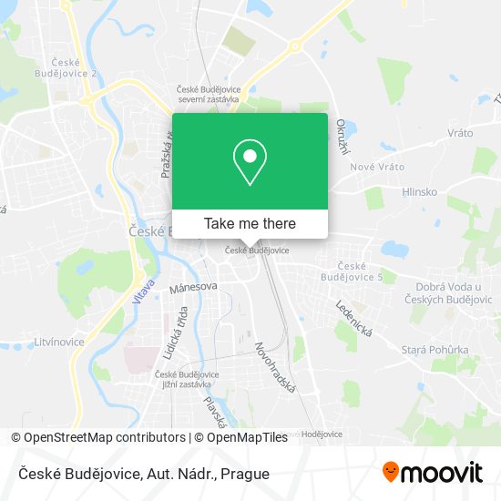 Карта České Budějovice, Aut. Nádr.