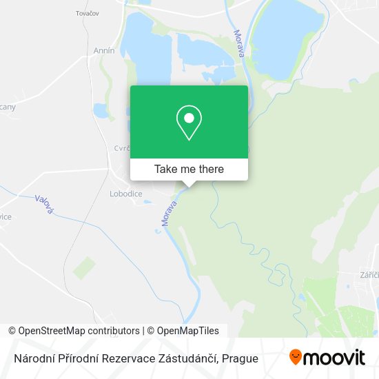 Národní Přírodní Rezervace Zástudánčí map