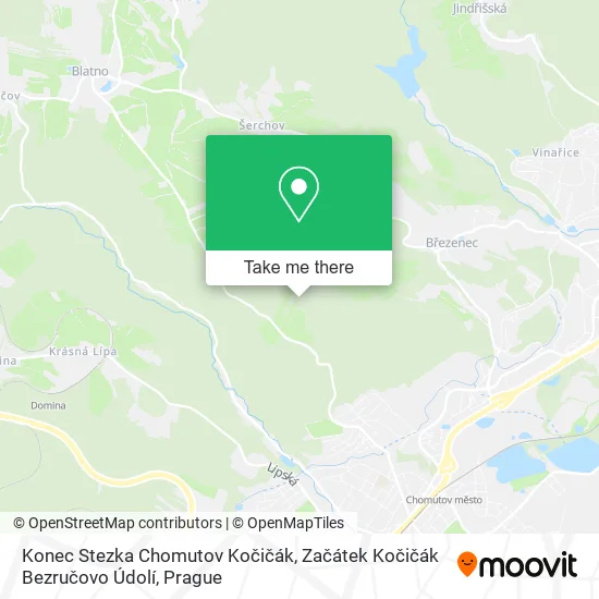 Konec Stezka Chomutov Kočičák, Začátek Kočičák Bezručovo Údolí map