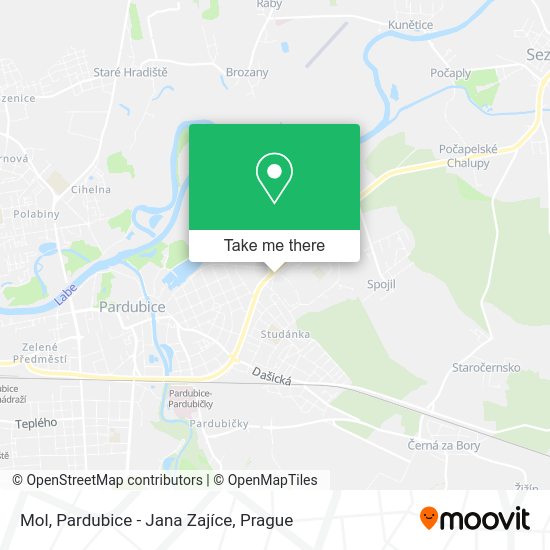 Mol, Pardubice - Jana Zajíce map