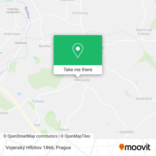 Vojenský Hřbitov 1866 map