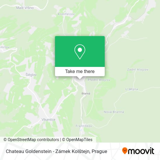Chateau Goldenstein - Zámek Kolštejn map