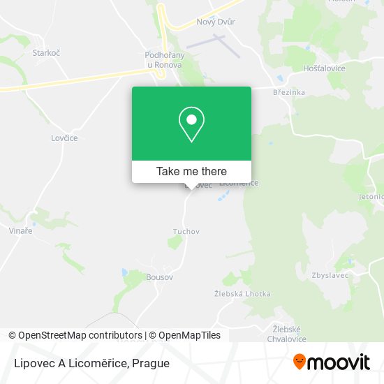 Lipovec A Licoměřice map