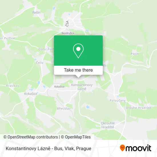 Карта Konstantinovy Lázně - Bus, Vlak